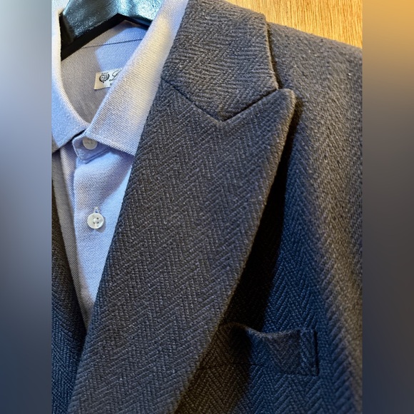 Banana Republic Navy Double-Breasted Blazer 100% Cotton - Picture 2 of 3